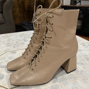 Tan/Nude Lace-Up Booties